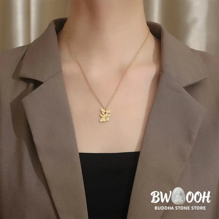 Buddha Stones ’FOR DEAREST MOTHER’ Koala Titanium Steel Calm Necklace Pendants Includes Gift Message Card - BWOOOH