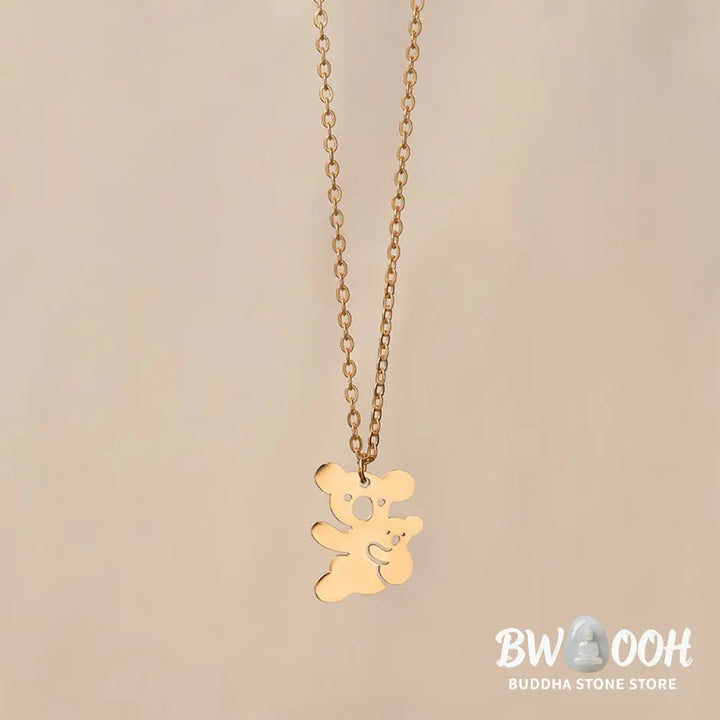 Buddha Stones ’FOR DEAREST MOTHER’ Koala Titanium Steel Calm Necklace Pendants Includes Gift Message Card - BWOOOH