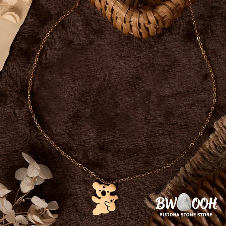 Buddha Stones ’FOR DEAREST MOTHER’ Koala Titanium Steel Calm Necklace Pendants Includes Gift Message Card - BWOOOH