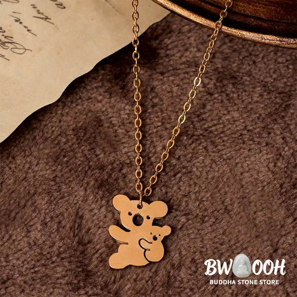 Buddha Stones ’FOR DEAREST MOTHER’ Koala Titanium Steel Calm Necklace Pendants Includes Gift Message Card - BWOOOH