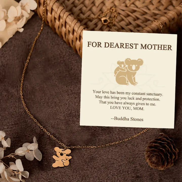 Buddha Stones ’FOR DEAREST MOTHER’ Koala Titanium Steel Calm Necklace Pendants Includes Gift Message Card - BWOOOH