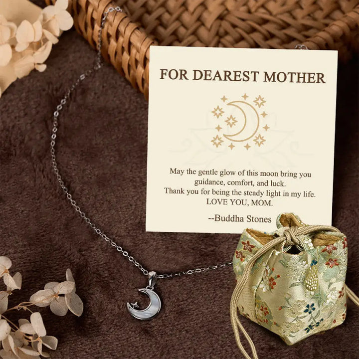 Buddha Stones ’FOR DEAREST MOTHER’ Moon Star 925 Sterling Silver Calm Necklace Pendants Includes Gift Message Card