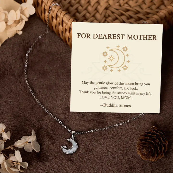 Buddha Stones ’FOR DEAREST MOTHER’ Moon Star 925 Sterling Silver Calm Necklace Pendants Includes Gift Message Card