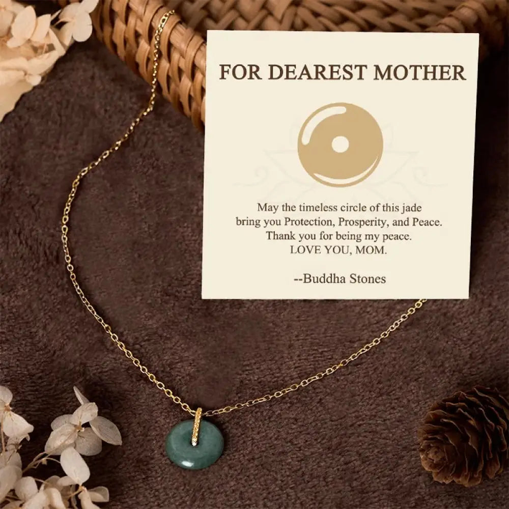 Buddha Stones ’FOR DEAREST MOTHER’ Peace Buckle Jade 925 Sterling Silver Luck Necklace Pendants Includes Gift Message