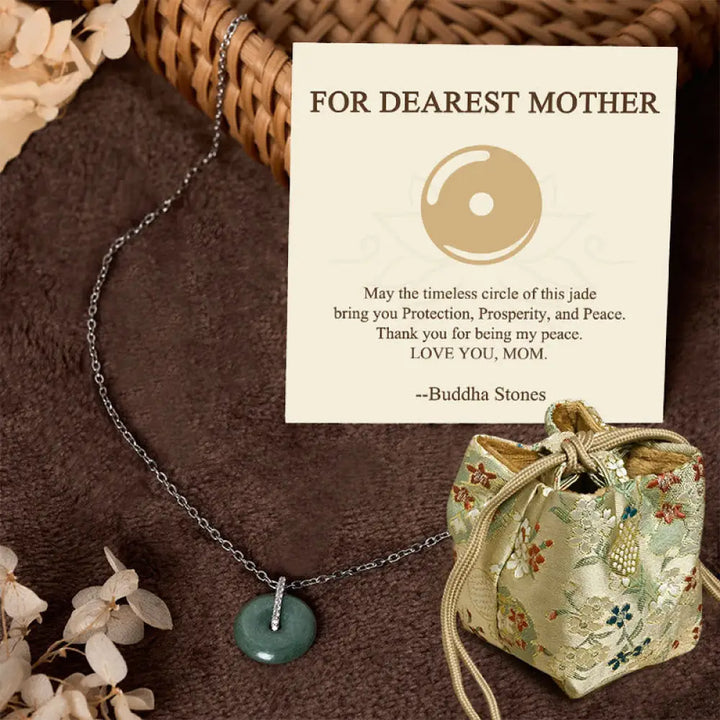 Buddha Stones ’FOR DEAREST MOTHER’ Peace Buckle Jade 925 Sterling Silver Luck Necklace Pendants Includes Gift Message