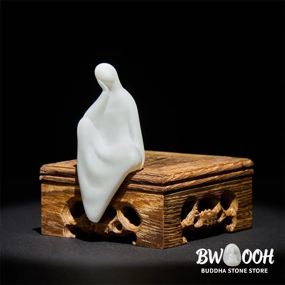 Buddha Stones Formless Buddha Ceramics Wenge Wood Desk Serenity Decoration - Decorations