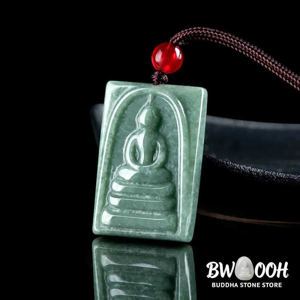 Buddha Stones Formless Buddha Jade Square Amulet Prosperity String Necklace Pendant - BWOOOH - Buddha