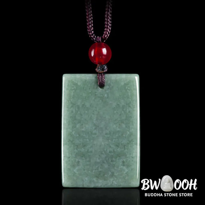 Buddha Stones Formless Buddha Jade Square Amulet Prosperity String Necklace Pendant - BWOOOH - Buddha