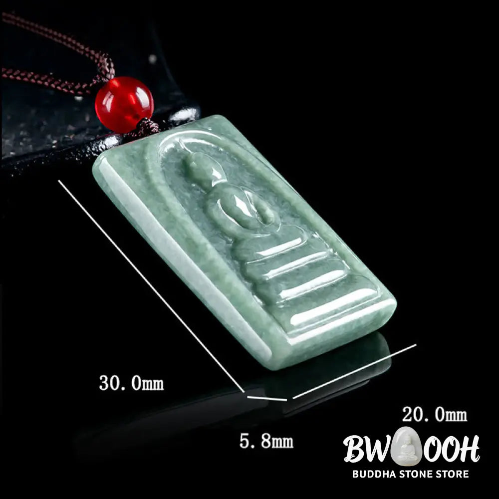 Buddha Stones Formless Buddha Jade Square Amulet Prosperity String Necklace Pendant - BWOOOH - Buddha
