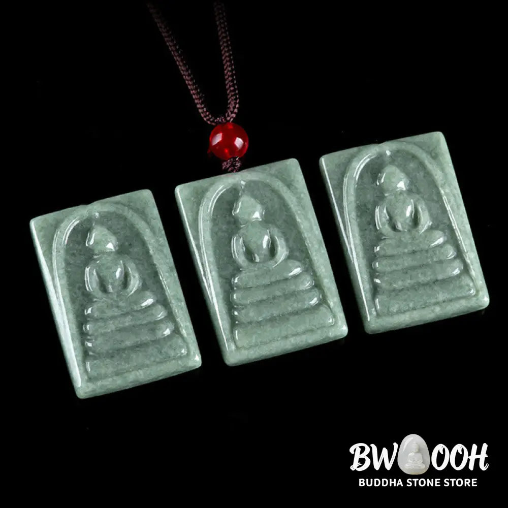 Buddha Stones Formless Buddha Jade Square Amulet Prosperity String Necklace Pendant - BWOOOH - Buddha
