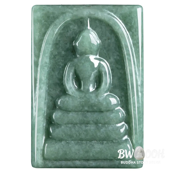 Buddha Stones Formless Buddha Jade Square Amulet Prosperity String Necklace Pendant - BWOOOH - Buddha