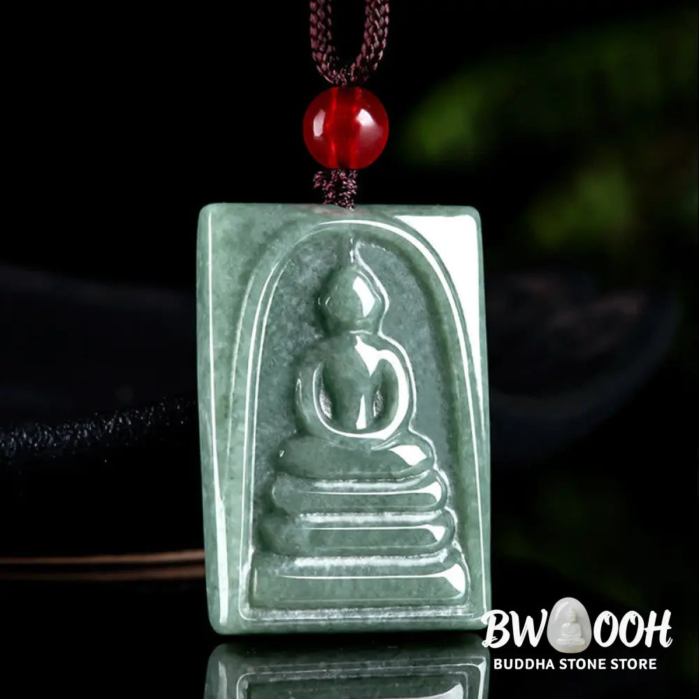 Buddha Stones Formless Buddha Jade Square Amulet Prosperity String Necklace Pendant - BWOOOH - Buddha