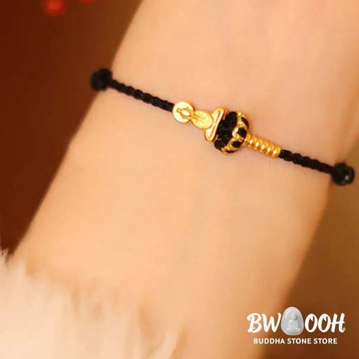 Buddha Stones Formless Buddha Lotus Knot Red String Protection Braided Bracelet - Bracelet