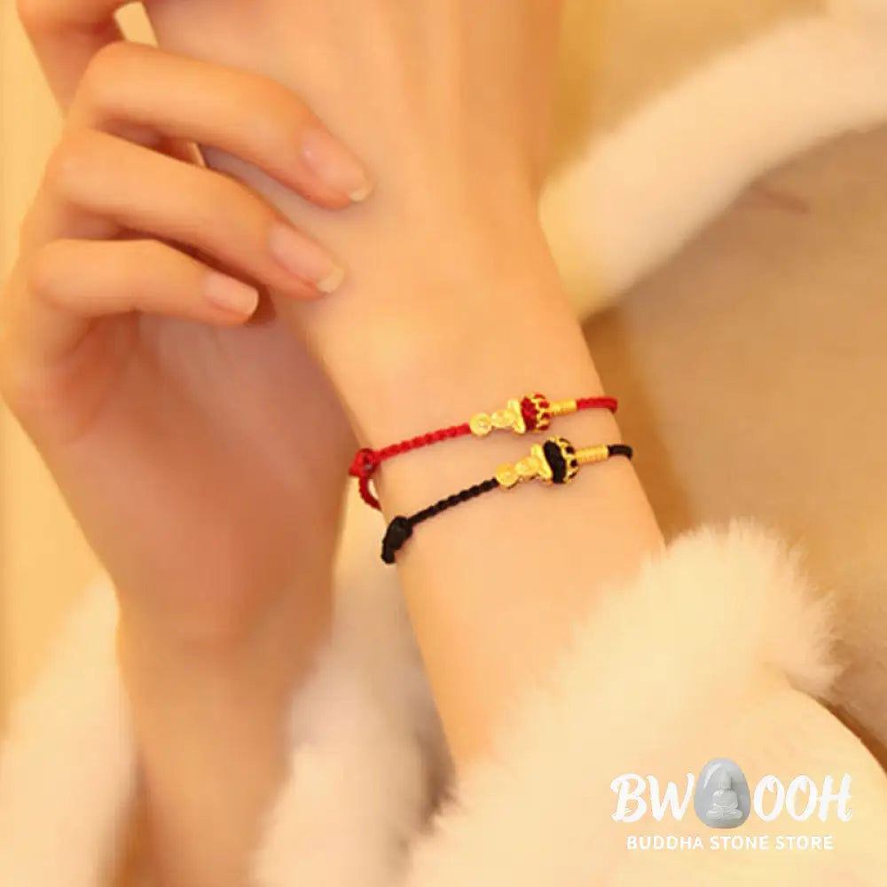 Buddha Stones Formless Buddha Lotus Knot Red String Protection Braided Bracelet - Bracelet