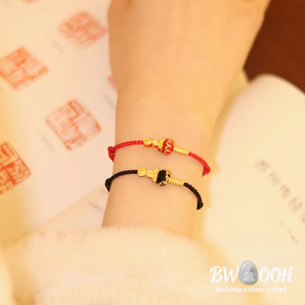 Buddha Stones Formless Buddha Lotus Knot Red String Protection Braided Bracelet - Bracelet