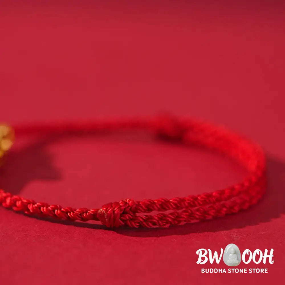 Buddha Stones Formless Buddha Lotus Knot Red String Protection Braided Bracelet - Bracelet