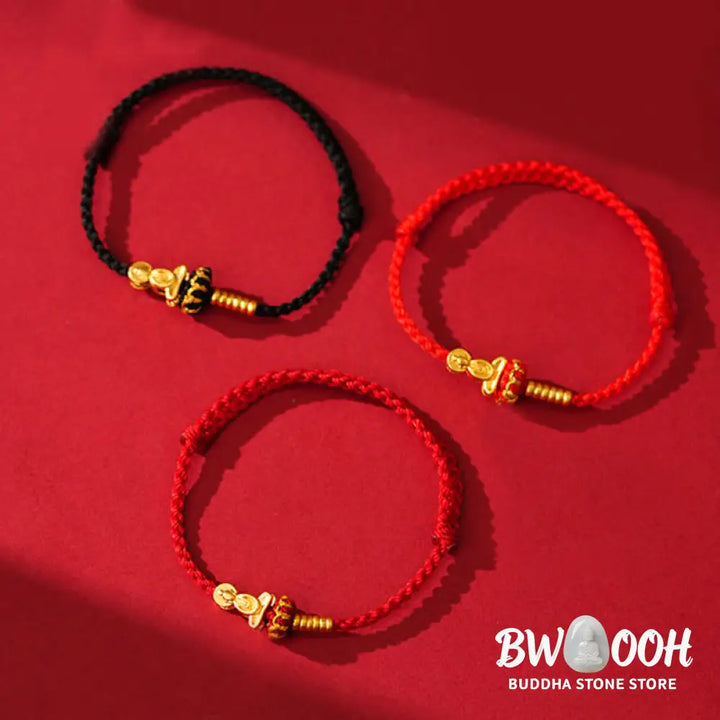 Buddha Stones Formless Buddha Lotus Knot Red String Protection Braided Bracelet - Bracelet