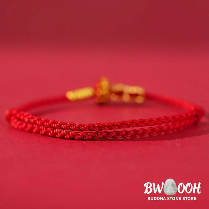 Buddha Stones Formless Buddha Lotus Knot Red String Protection Braided Bracelet - Bracelet