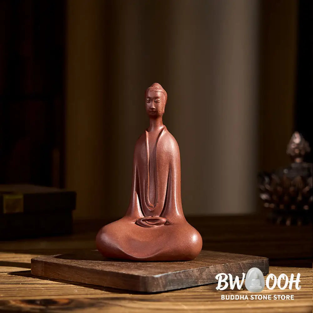 Buddha Stones Formless Buddha Purple Clay Serenity Home Desk Decoration 5.7*9.6 cm - Buddha 5.7*9.6 cm - Decorations