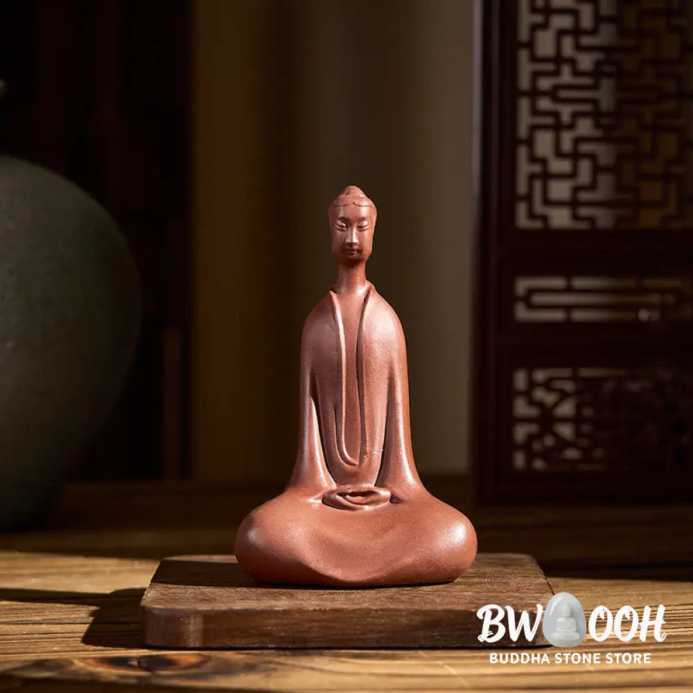 Buddha Stones Formless Buddha Purple Clay Serenity Home Desk Decoration 5.7*9.6 cm - Buddha 5.7*9.6 cm - Decorations