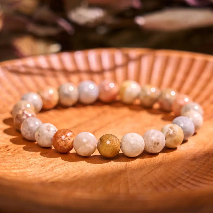 BWOOOH Fossil Coral Compassion Bracelet - BWOOOH - Fossil Coral(Wrist Circumference: 14-16cm) / 8-9mm - Bracelet
