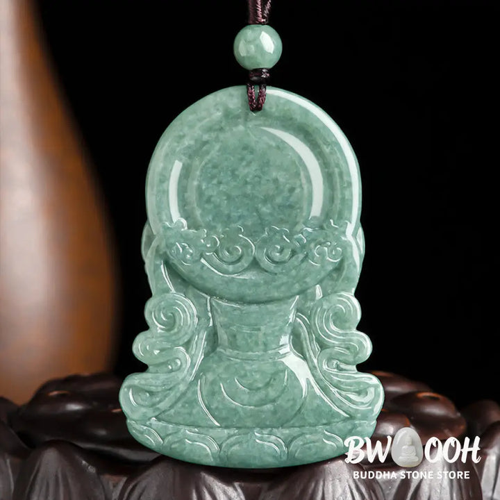 Buddha Stones Four-armed Avalokitesvara Natural Jade Amulet Blessing String Necklace - BWOOOH - AVALOKITESVARA SYMBOL