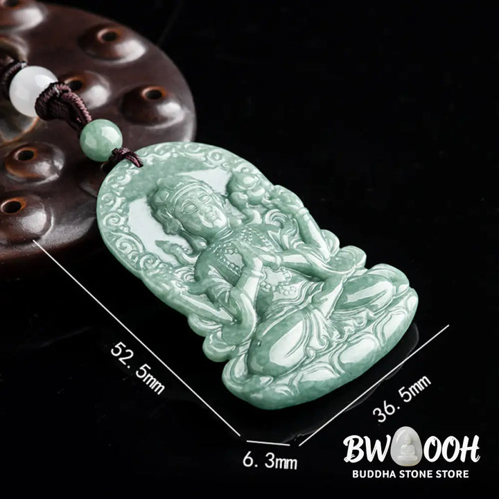 Buddha Stones Four-armed Avalokitesvara Natural Jade Amulet Blessing String Necklace - BWOOOH - AVALOKITESVARA SYMBOL