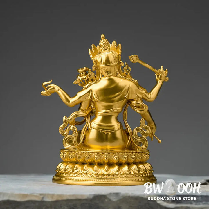 BWOOOH Four-armed Manjusri Bodhisattva Gold Figurine Compassion Serenity Copper Statue Home Decoration - Painted