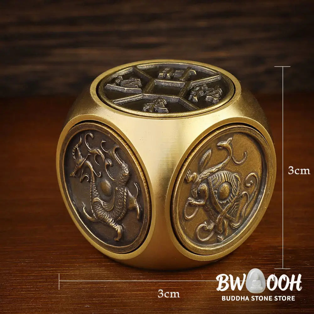 Buddha Stones Four Beasts Feng Shui Yin Yang Bagua Copper Coin Harmony Rotatable Decoration - BWOOOH - Decorations