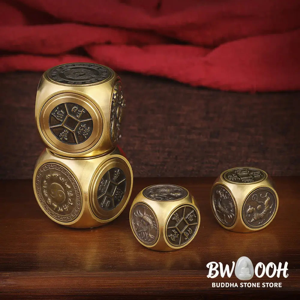Buddha Stones Four Beasts Feng Shui Yin Yang Bagua Copper Coin Harmony Rotatable Decoration - BWOOOH - Decorations