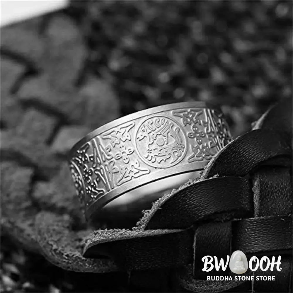 Buddha Stones Four Guardian Beast Dragon White Tiger Suzaku Basalt Carved Success Luck Ring - BWOOOH - Ring