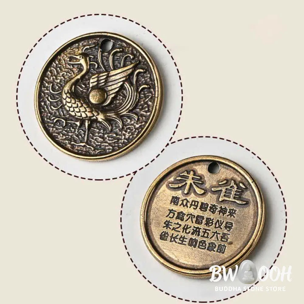 Buddha Stones Four Symbols Azure Dragon White Tiger Vermilion Bird Black Tortoise Key Chain - Key Chain