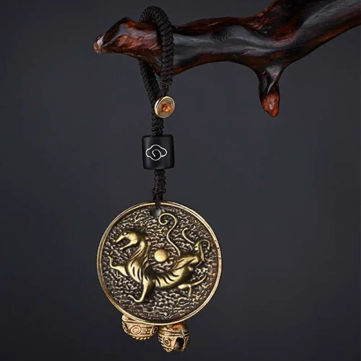 Buddha Stones Four Symbols Azure Dragon White Tiger Vermilion Bird Black Tortoise Key Chain - White Tiger - Key Chain