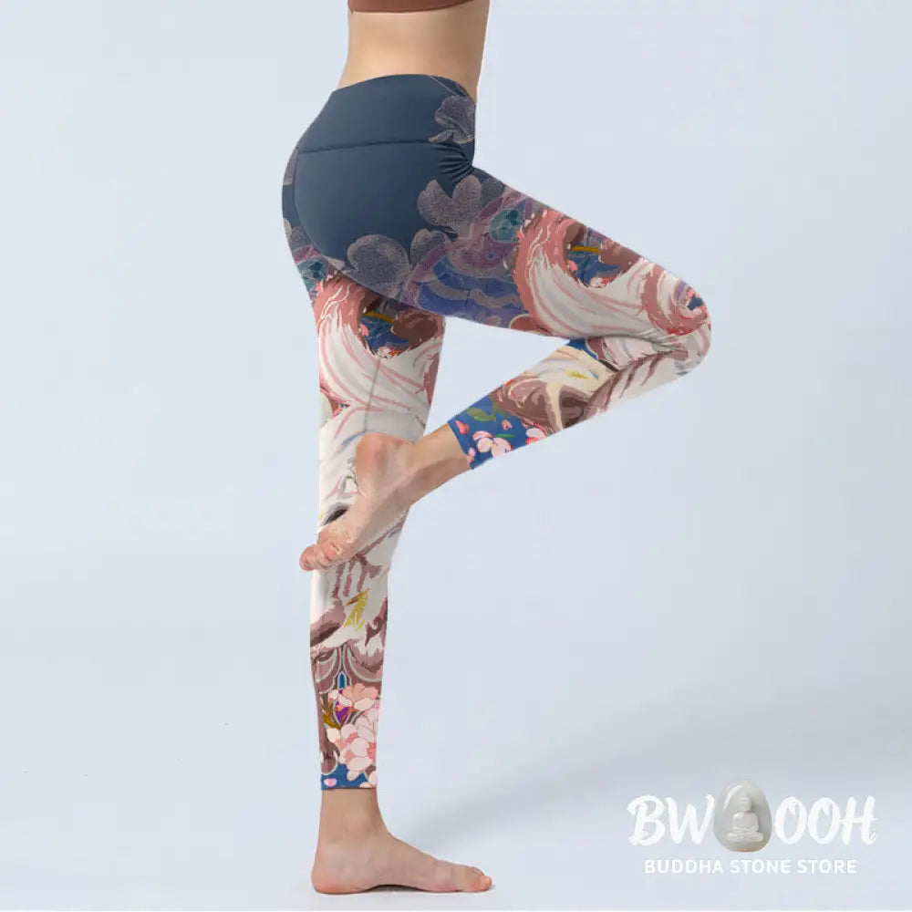 BWOOOH printed yoga leggings - Fox Cherry Blossoms Gym Leggings Women&