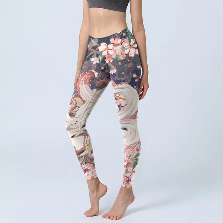BWOOOH printed yoga leggings - Fox Cherry Blossoms Gym Leggings Women&