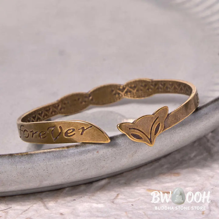 Buddha Stones Fox Head Copper Brass ’Love You Forever’ Luck Self Care Bracelet Bangle - BWOOOH - Fox Head(Wrist