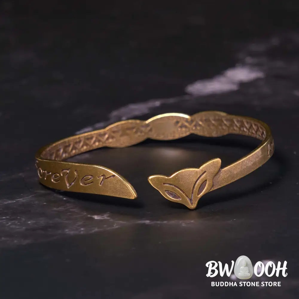 Buddha Stones Fox Head Copper Brass ’Love You Forever’ Luck Self Care Bracelet Bangle - BWOOOH - Fox Head(Wrist
