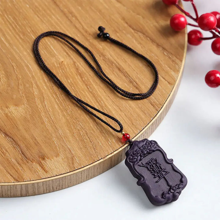Buddha Stones Fox Mask Butterfly Taotie Peace Buckle Fortune Necklace Pendant - BWOOOH - Daoist Mantra - Necklaces &amp;