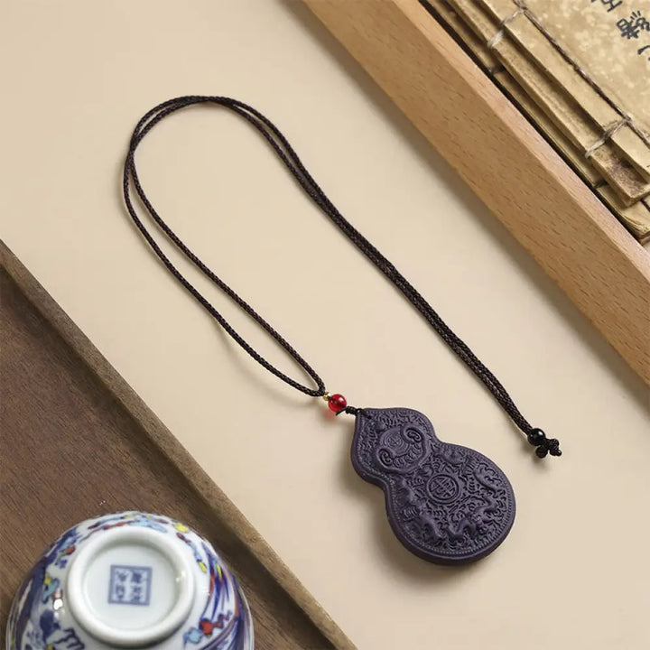 Buddha Stones Fox Mask Butterfly Taotie Peace Buckle Fortune Necklace Pendant - BWOOOH - Gourd - Necklaces &amp; Pendants