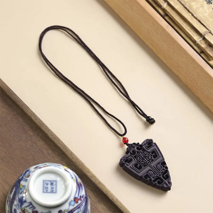 Buddha Stones Fox Mask Butterfly Taotie Peace Buckle Fortune Necklace Pendant - BWOOOH - Inverted triangle - Necklaces