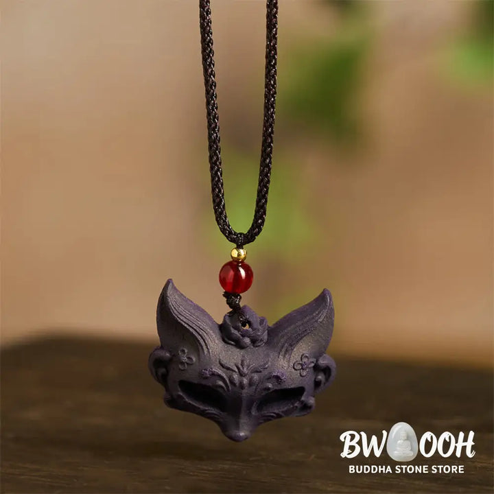 Buddha Stones Fox Mask Butterfly Taotie Peace Buckle Fortune Necklace Pendant - BWOOOH - Necklaces &amp; Pendants