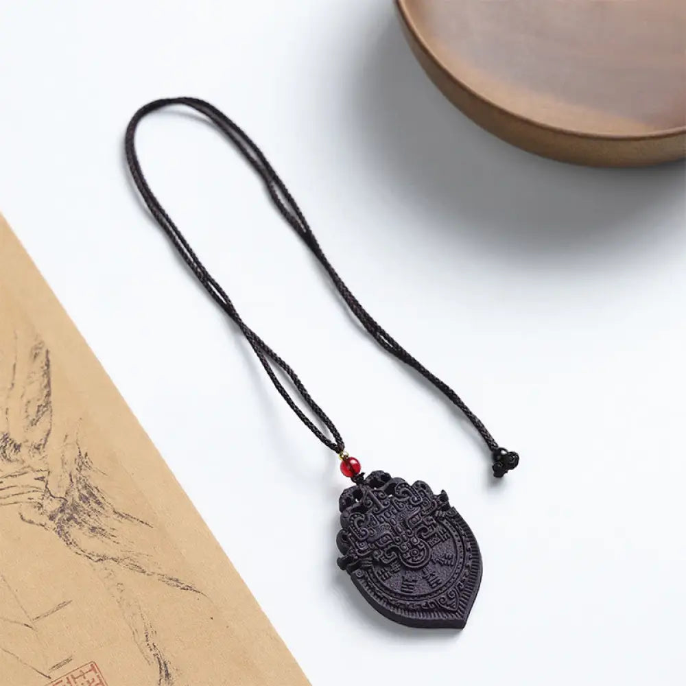 Buddha Stones Fox Mask Butterfly Taotie Peace Buckle Fortune Necklace Pendant - BWOOOH - Taotie - Necklaces &amp; Pendants
