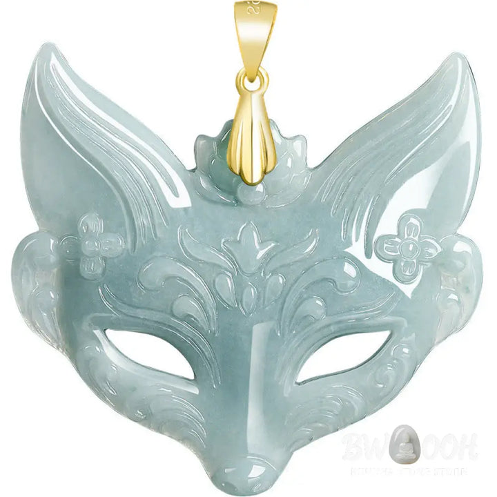Buddha Stones Fox Mask Jade Titanium Steel Necklace Luck Pendant - BWOOOH - Necklaces &amp; Pendants