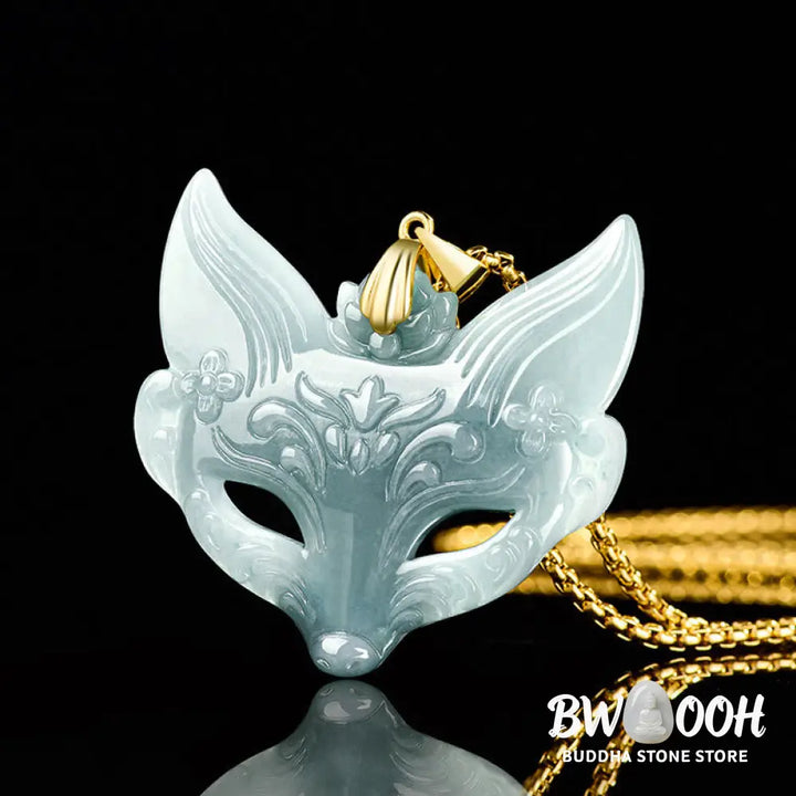 Buddha Stones Fox Mask Jade Titanium Steel Necklace Luck Pendant - BWOOOH - Necklaces &amp; Pendants