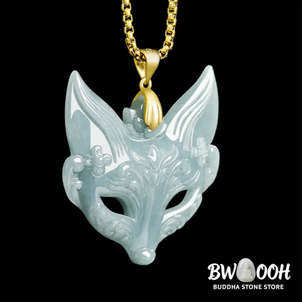 Buddha Stones Fox Mask Jade Titanium Steel Necklace Luck Pendant - BWOOOH - Necklaces &amp; Pendants