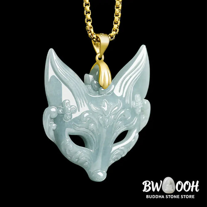 Buddha Stones Fox Mask Jade Titanium Steel Necklace Luck Pendant - BWOOOH - Necklaces &amp; Pendants