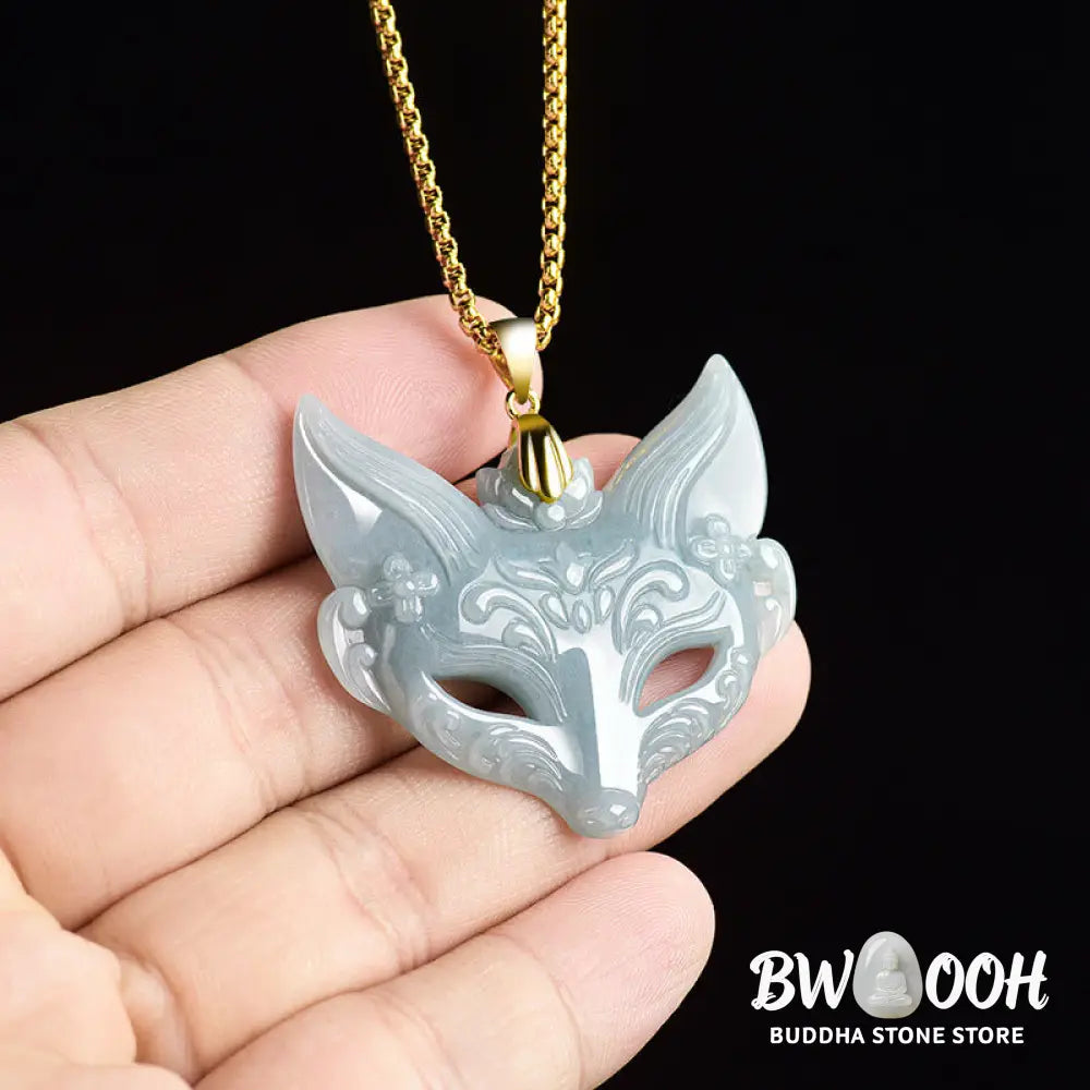 Buddha Stones Fox Mask Jade Titanium Steel Necklace Luck Pendant - BWOOOH - Necklaces &amp; Pendants