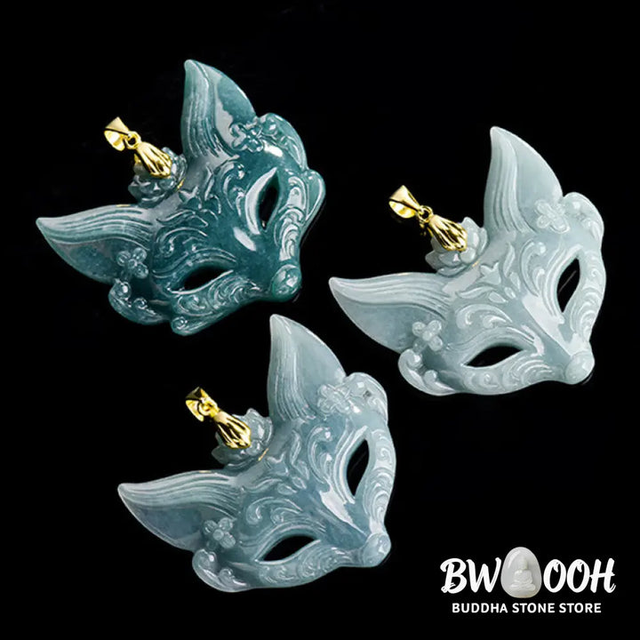 Buddha Stones Fox Mask Jade Titanium Steel Necklace Luck Pendant - BWOOOH - Necklaces &amp; Pendants
