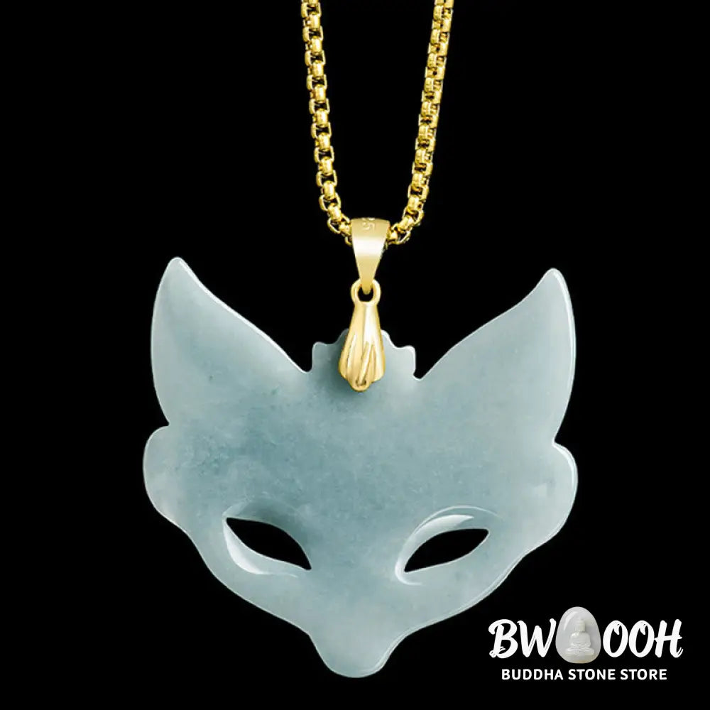 Buddha Stones Fox Mask Jade Titanium Steel Necklace Luck Pendant - BWOOOH - Necklaces &amp; Pendants