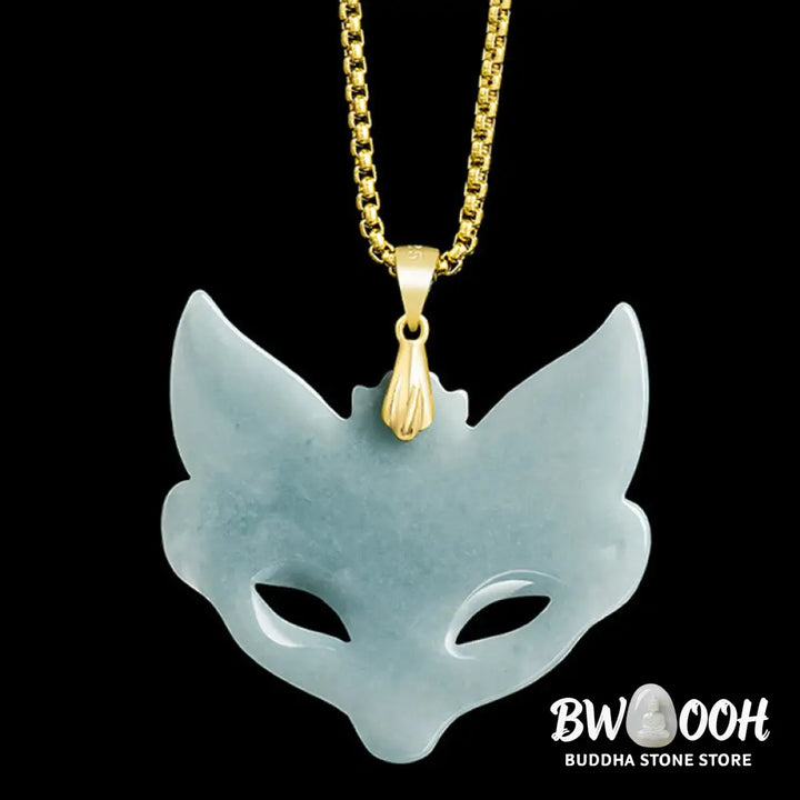 Buddha Stones Fox Mask Jade Titanium Steel Necklace Luck Pendant - BWOOOH - Necklaces &amp; Pendants